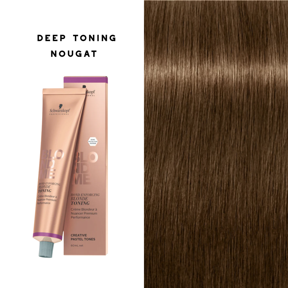 Tube de coloration BLONDME de Schwarzkopf avec mèche de cheveux blond [description de la nuance], résultat professionnel lumineux.