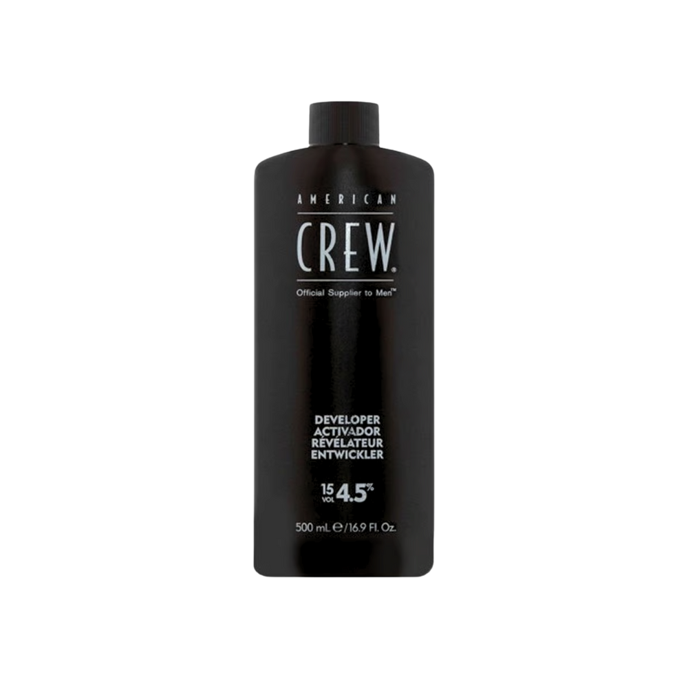 Bouteille 500 ml de développeur American Crew Precision Blend 15 Vol 4,5 % pour coloration professionnelle.
