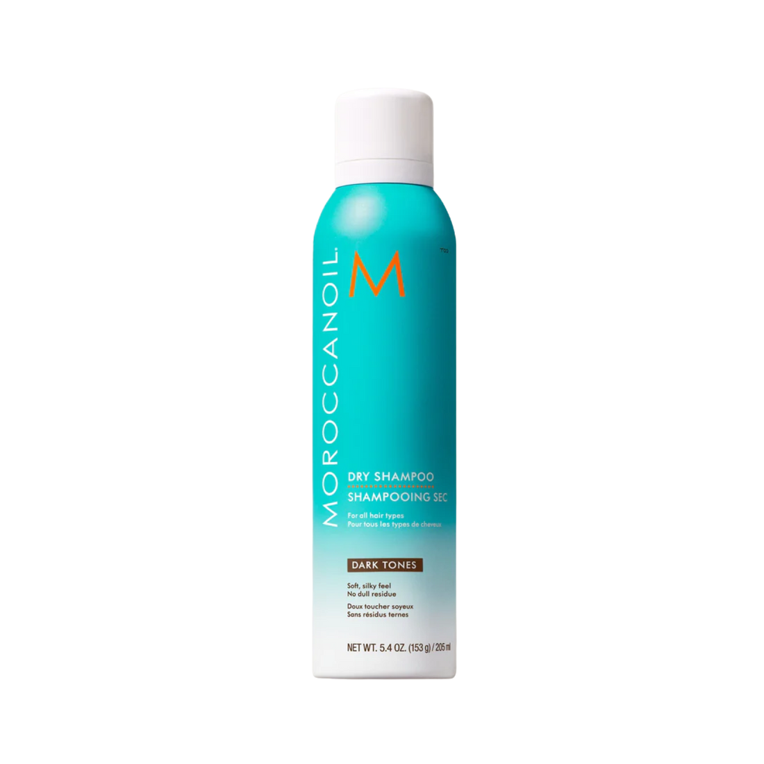 Aérosol Dry Shampoo Dark Tones Moroccanoil, shampoing sec teinté pour cheveux foncés, pour volume, fraîcheur et brillance sans résidu visible

