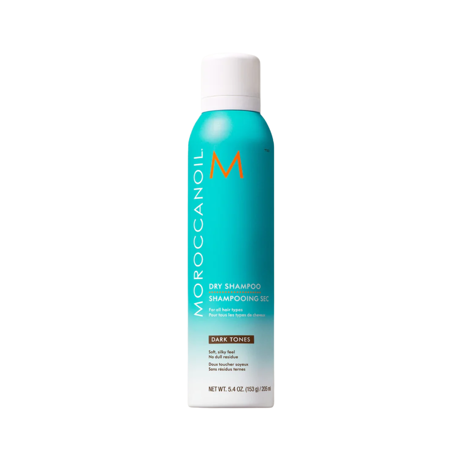 Aérosol Dry Shampoo Dark Tones Moroccanoil, shampoing sec teinté pour cheveux foncés, pour volume, fraîcheur et brillance sans résidu visible

