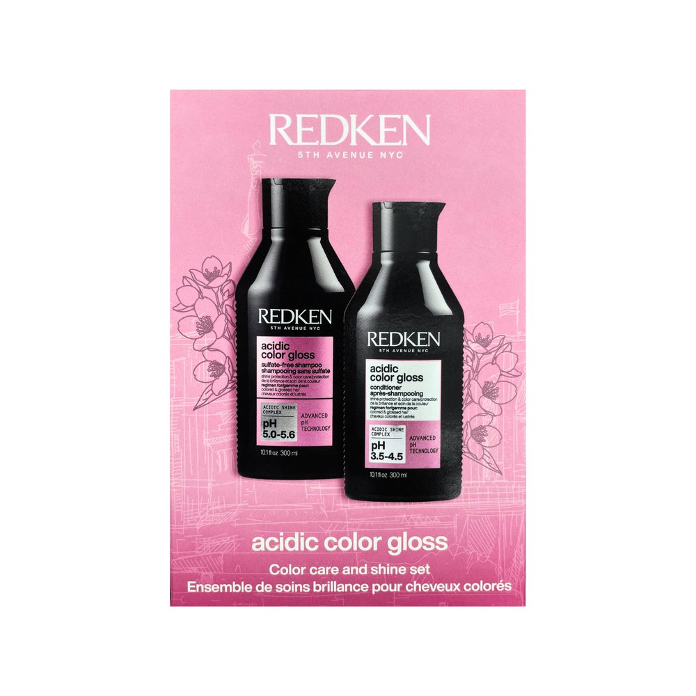 Duo Redken Acidic Color Gloss shampoing et revitalisant 300 ml pour cheveux colorés avec brillance intense et protection de la couleur.
