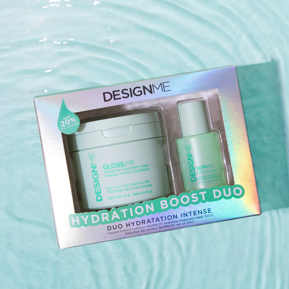 Duo hydratation intense DesignME Hair – masque hydratant et huile capillaire pour cheveux secs et brillants