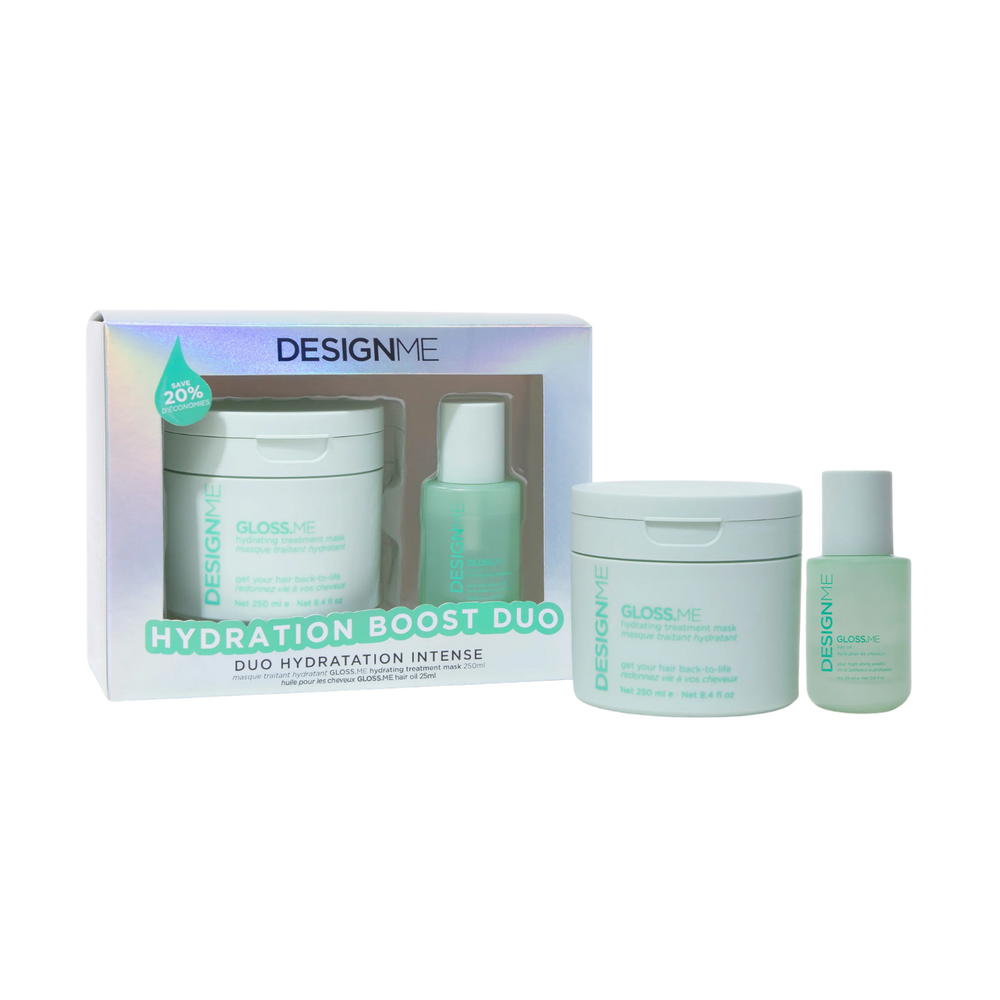 Duo hydratation intense DesignME Hair – masque hydratant et huile capillaire pour cheveux secs et brillants