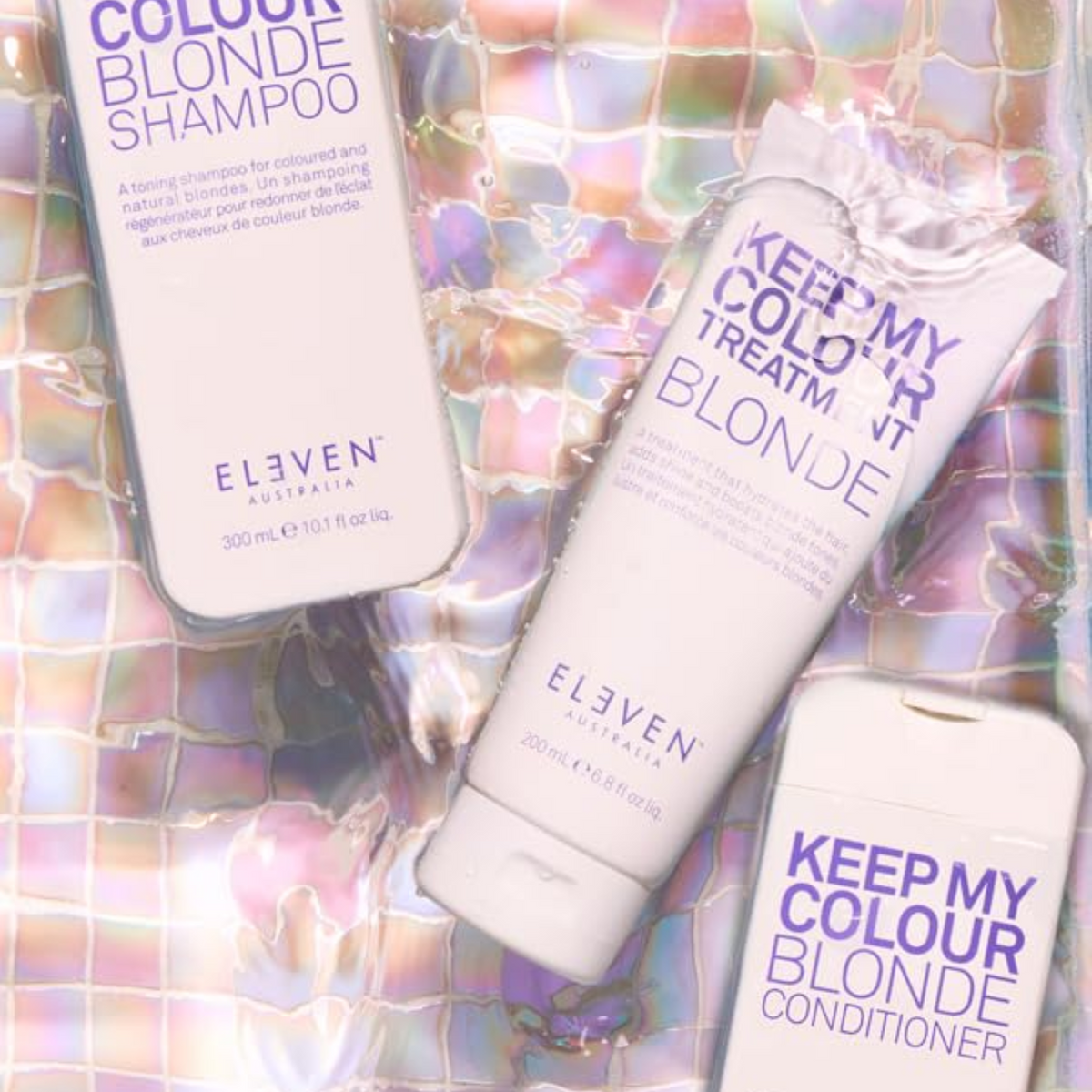 Flacon ELEVEN Keep My Colour Blonde Conditioner — soin tonifiant violet pour cheveux blonds
