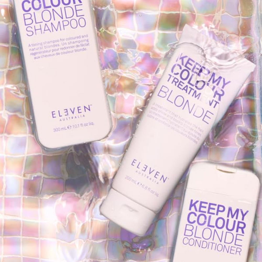 Flacon ELEVEN Keep My Colour Blonde Conditioner — soin tonifiant violet pour cheveux blonds