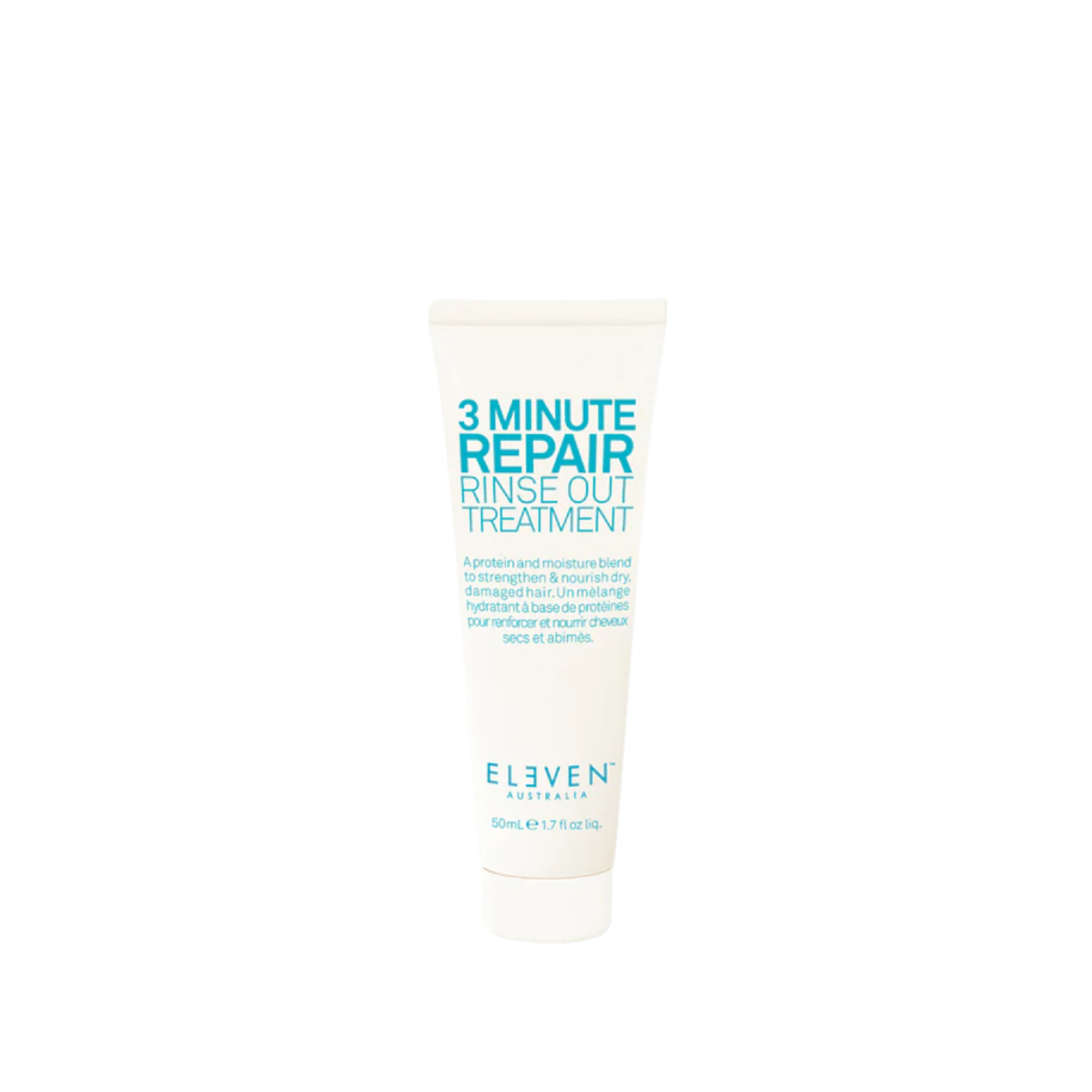 Flacon 200 ml du traitement 3 Minute Repair Rinse‑Out d’Eleven Australia pour cheveux réparés et nourris en 3 minutes
