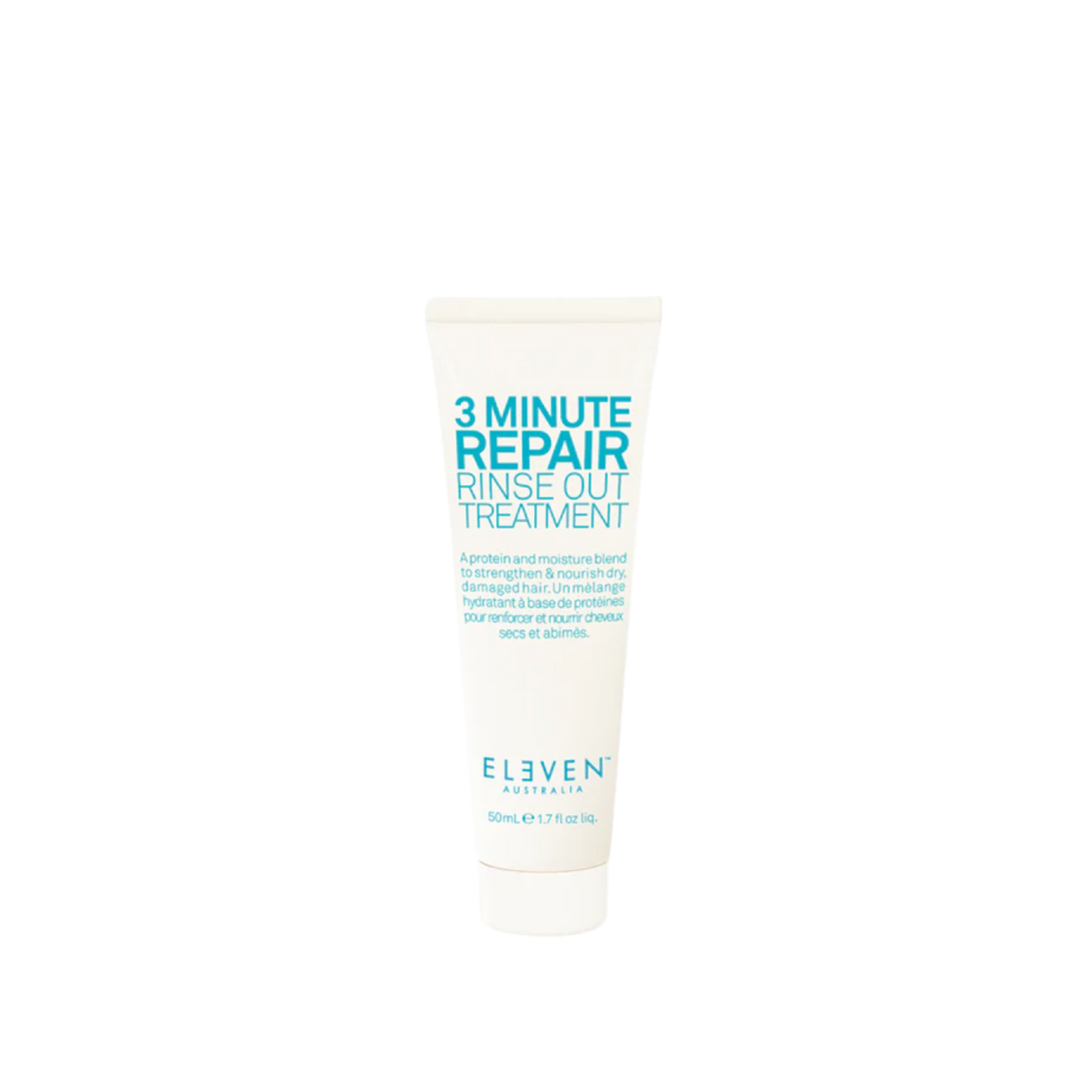 Flacon 200 ml du traitement 3 Minute Repair Rinse‑Out d’Eleven Australia pour cheveux réparés et nourris en 3 minutes