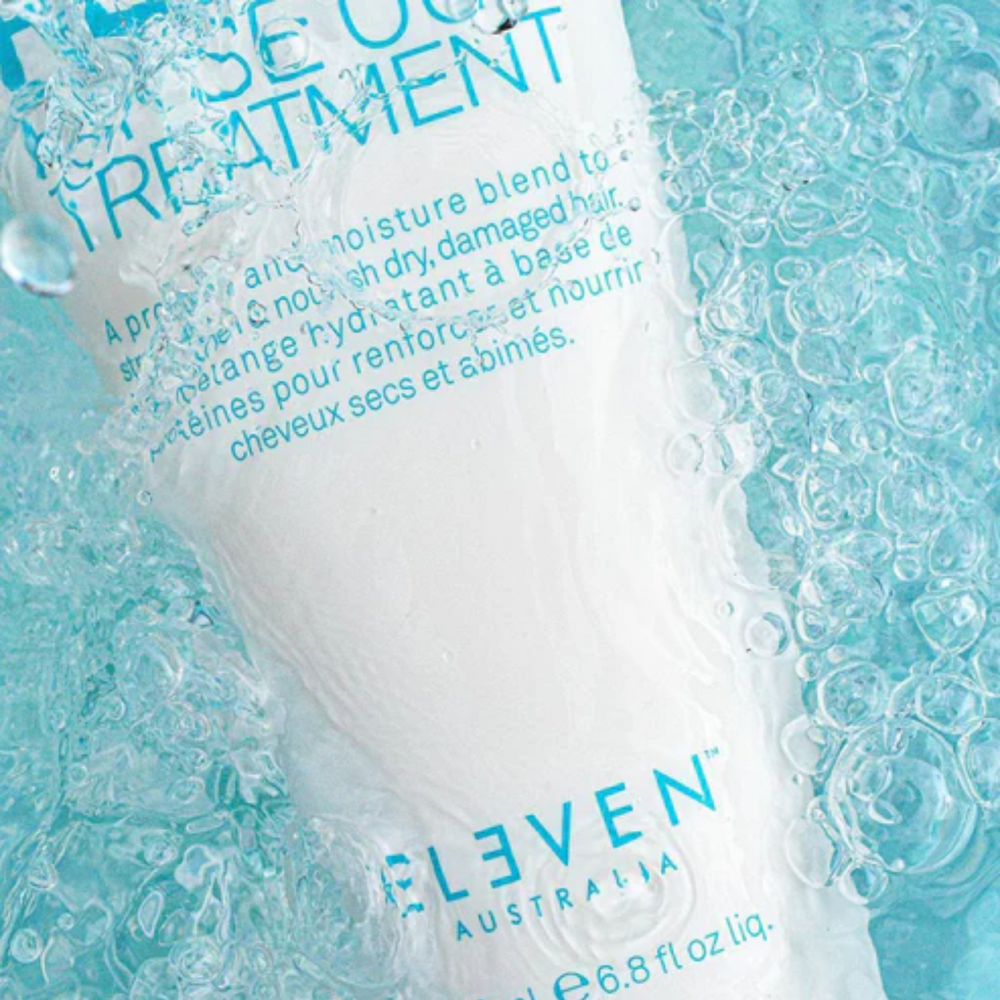 Flacon 200 ml du traitement 3 Minute Repair Rinse‑Out d’Eleven Australia pour cheveux réparés et nourris en 3 minutes