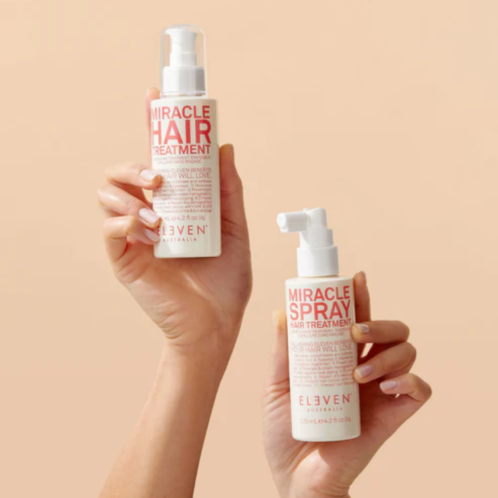 Flacon de 125 ml du soin sans rinçage Miracle Hair Treatment Eleven Australia, aux 11 bienfaits pour cheveux