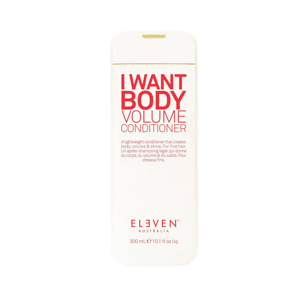 Flacon 300 ml du conditionneur Eleven Australia I Want Body Volume Conditioner, pour cheveux fins revigorés