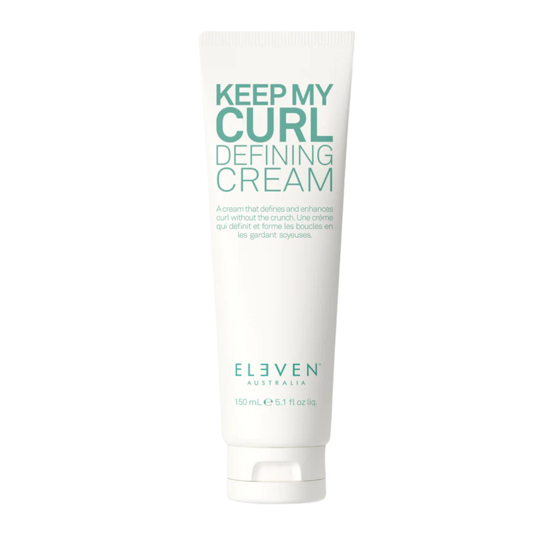 Tube de crème définissante Keep My Curl Defining Cream d’Eleven Australia, pour boucles hydratées, définies et contrôlées.