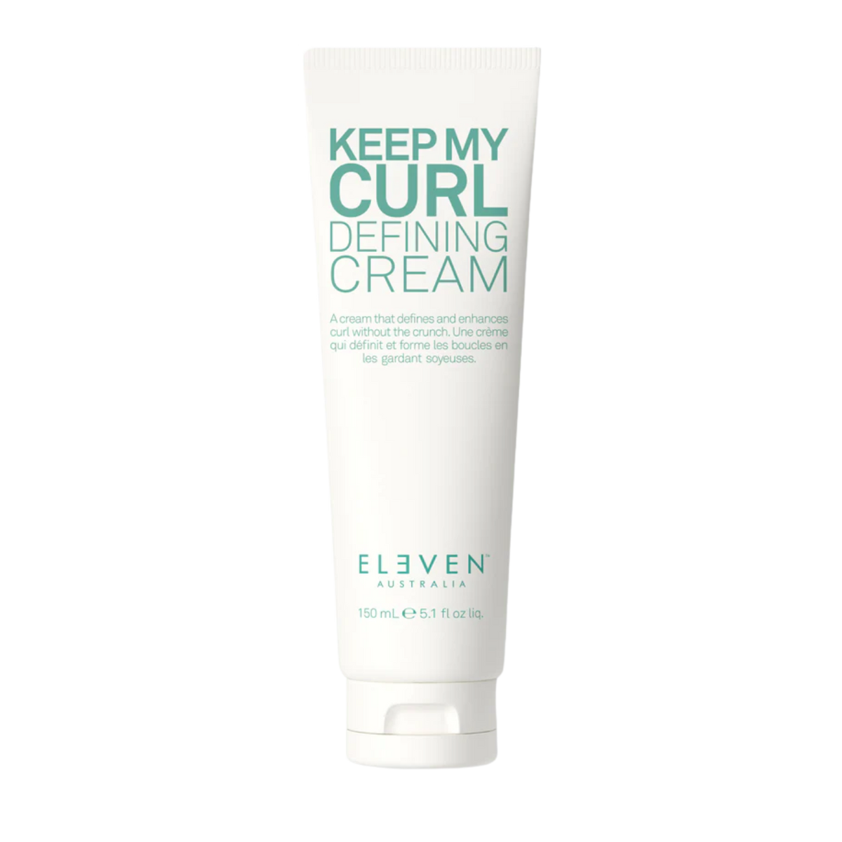 Tube de crème définissante Keep My Curl Defining Cream d’Eleven Australia, pour boucles hydratées, définies et contrôlées.