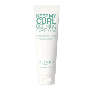 Tube de crème définissante Keep My Curl Defining Cream d’Eleven Australia, pour boucles hydratées, définies et contrôlées.