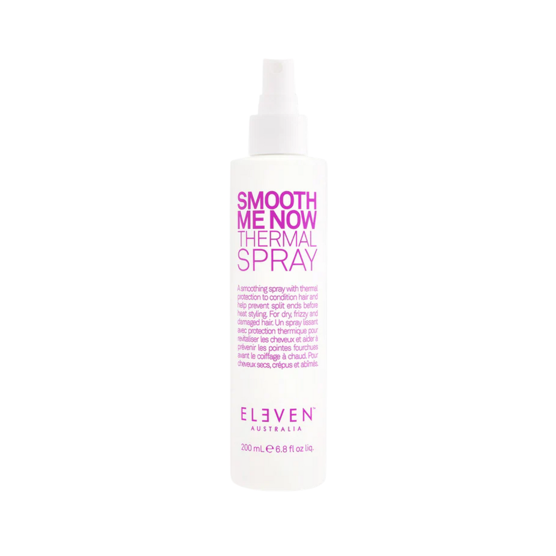 Flacon du spray thermique Eleven Australia Smooth Me Now 200 ml – protection, lissage et brillance