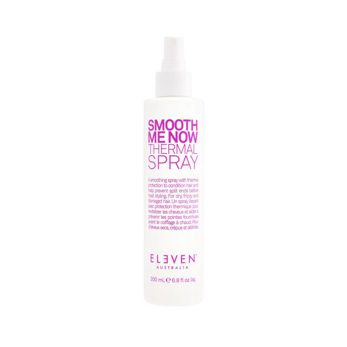 Flacon du spray thermique Eleven Australia Smooth Me Now 200 ml – protection, lissage et brillance