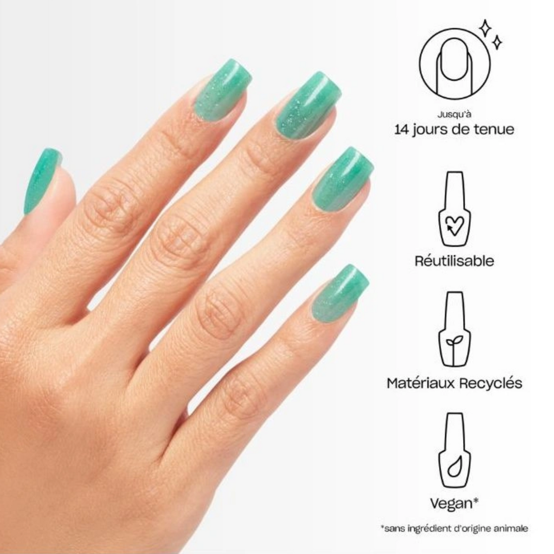 Faux-ongles OPI xPRESS/ON Make ’Em Jelly All Teal effet gel brillant réutilisables