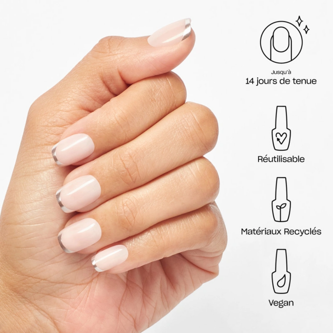 Faux-ongles OPI xPRESS/ON Read My Tips effet métallique French manucure press-on
