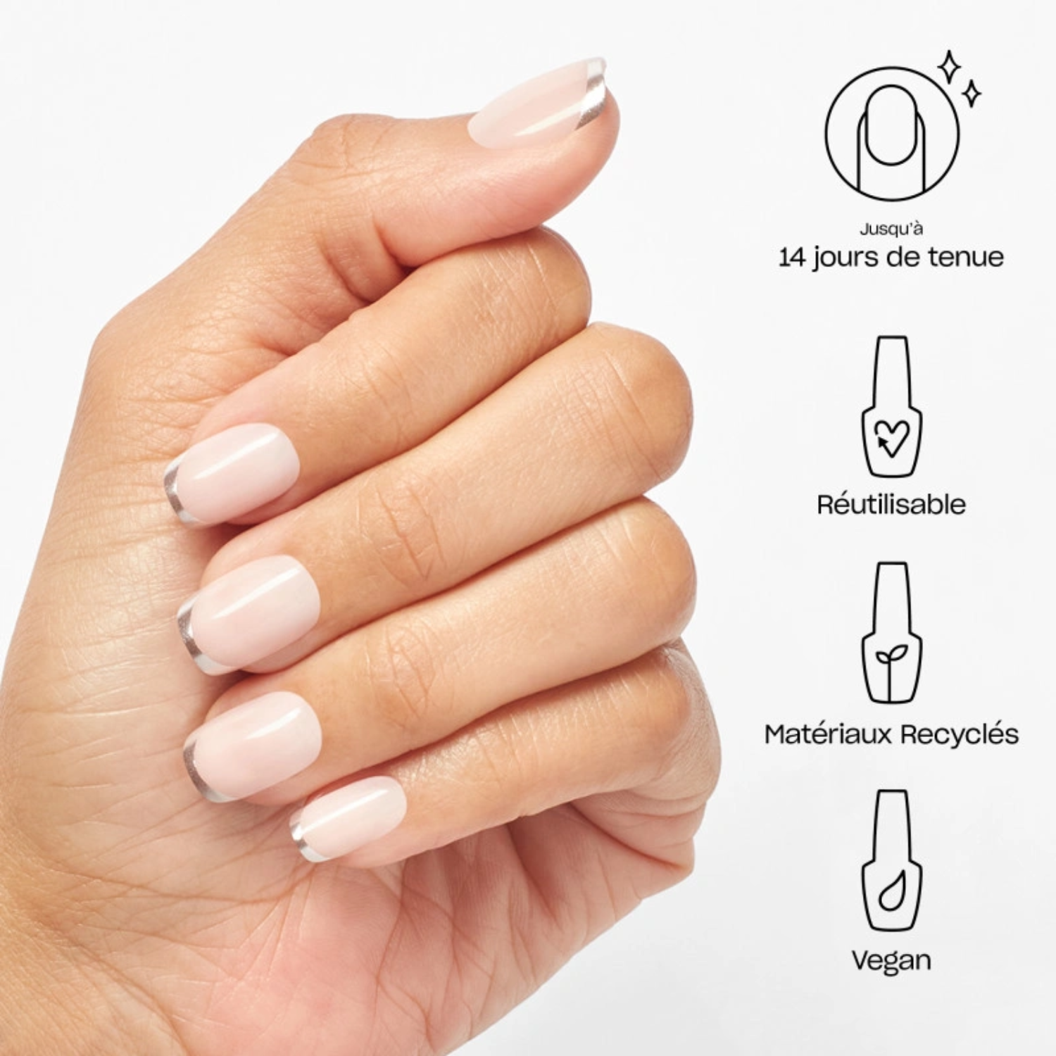 Faux-ongles OPI xPRESS/ON Read My Tips effet métallique French manucure press-on