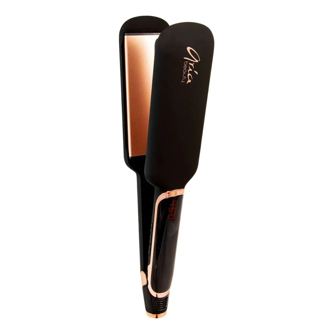 Fer plat Aria Beauty Top Shelf 50 mm céramique‑tourmaline noir & or rose
