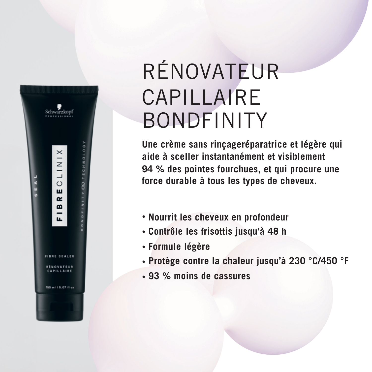 Schwarzkopf Fibre Clinix Fibre Sealer soin capillaire crème sans rinçage anti-frisottis et protection thermique 150 ml