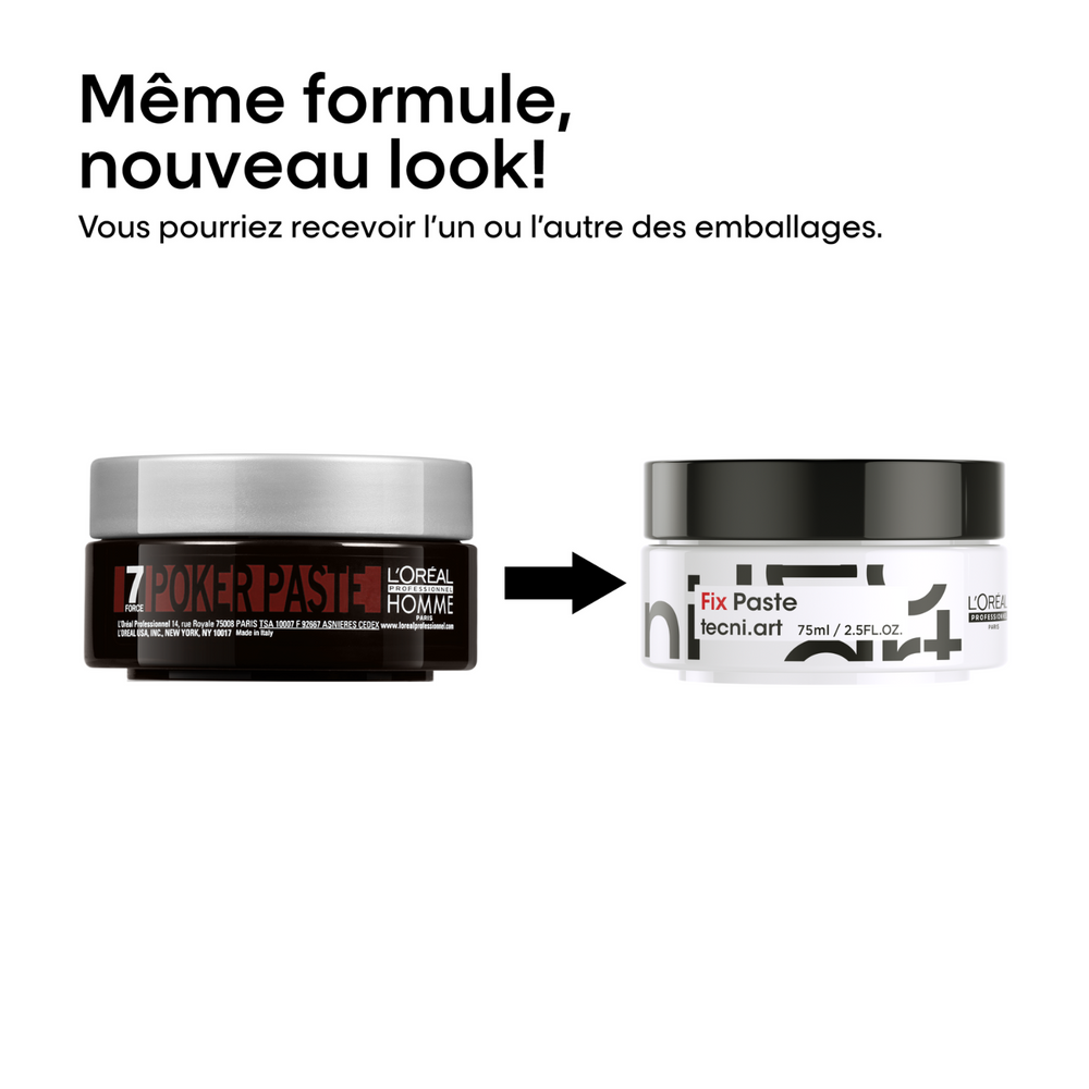 Pot 75 ml de L’Oréal Professionnel Tecni.Art Fix Paste — pâte coiffante finition mate pour cheveux.