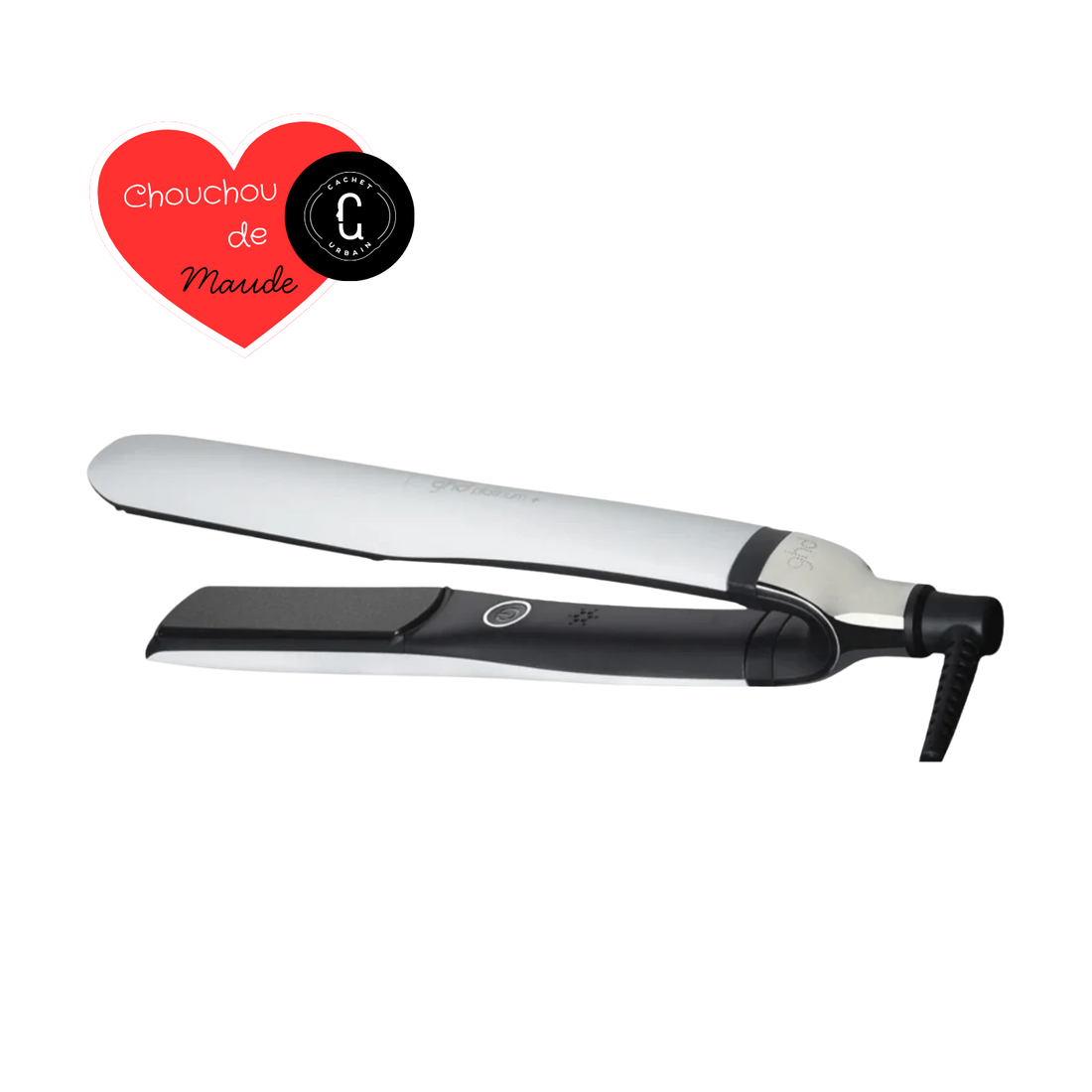 “GHD Platinum+ Styler blanc 1 pouce — fer plat haut de gamme avec plaques ultra‑gloss”