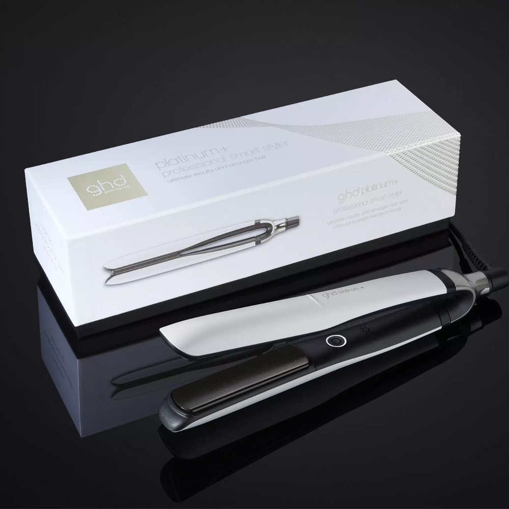 “GHD Platinum+ Styler blanc 1 pouce — fer plat haut de gamme avec plaques ultra‑gloss”