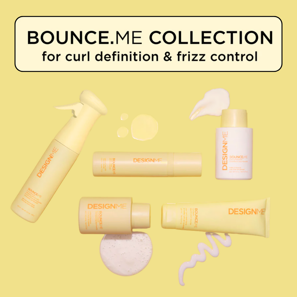 Flacon de Gel Spray Boucles Bounce.Me, formule légère pour boucles définies, souples et hydratées, avec tenue durable.