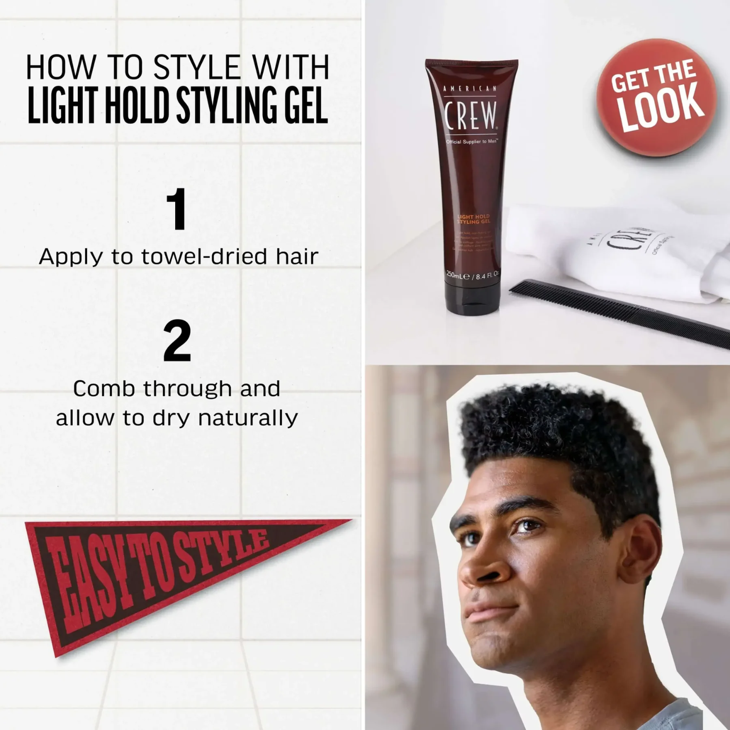 Gel coiffant American Crew Light Hold Styling Gel pour tenue légère et brillance naturelle