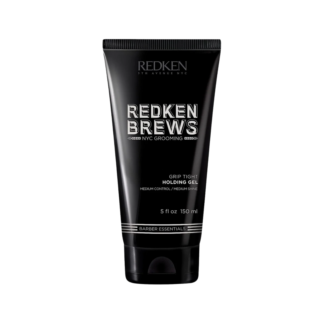Flacon de gel coiffant Redken Brews Grip Tight 150 ml, texture claire, effet brillance naturelle, tenue moyenne, cheveux bouclés contrôlés.