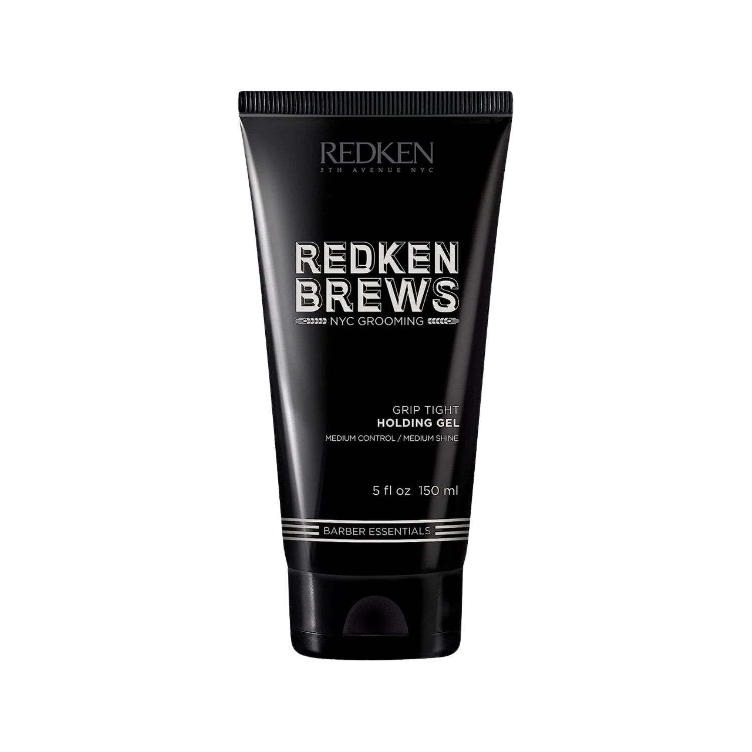 Flacon de gel coiffant Redken Brews Grip Tight 150 ml, texture claire, effet brillance naturelle, tenue moyenne, cheveux bouclés contrôlés.