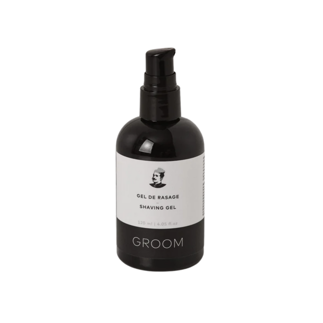 Tube 120 ml de gel de rasage Groom – transparent, glisse fluide, aloès et orge, parfum pin-sauge-genévrier

