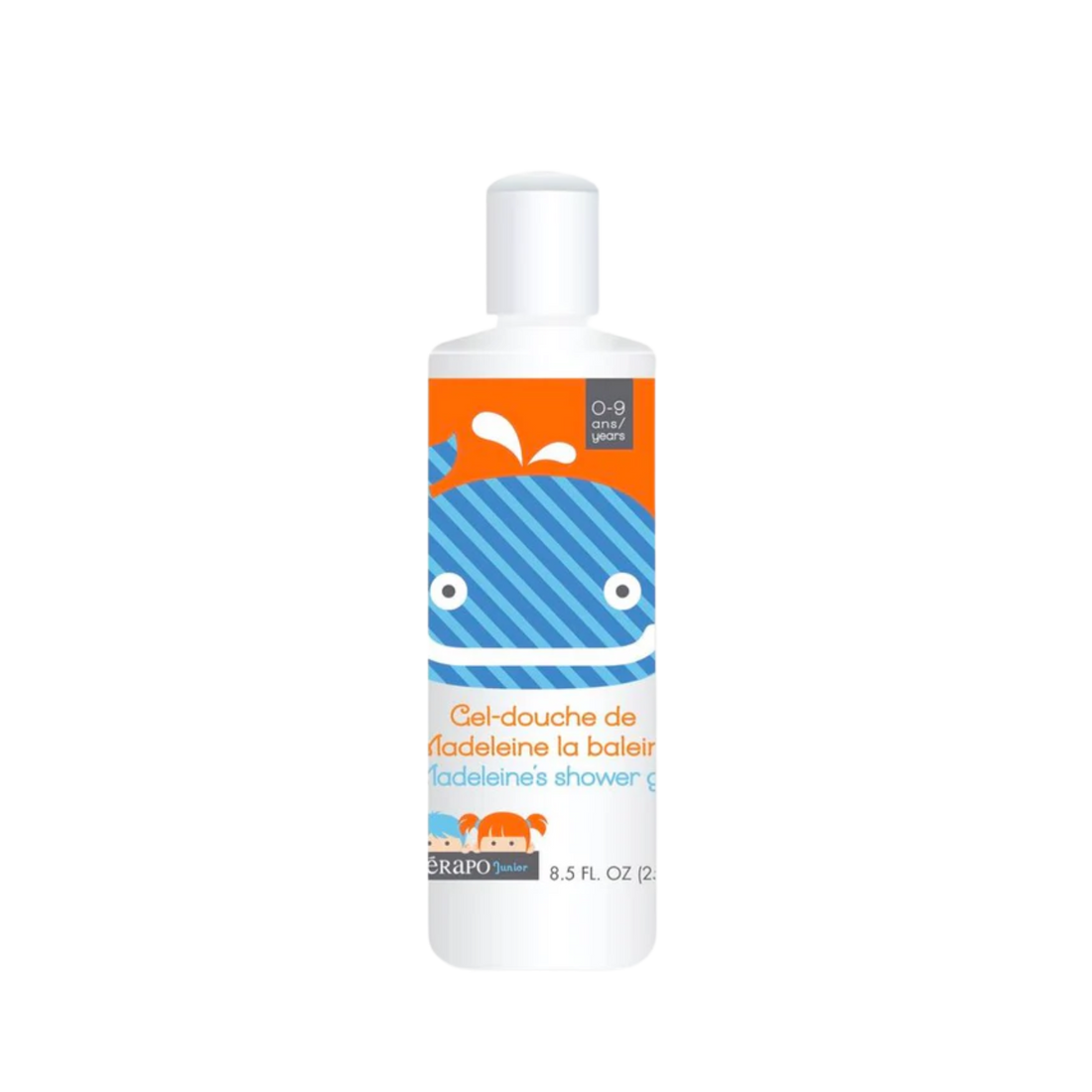 « Flacon 250 ml Gel douche Madeleine la Baleine Térapo Junior – soin naturel pour enfants 0‑9 ans »