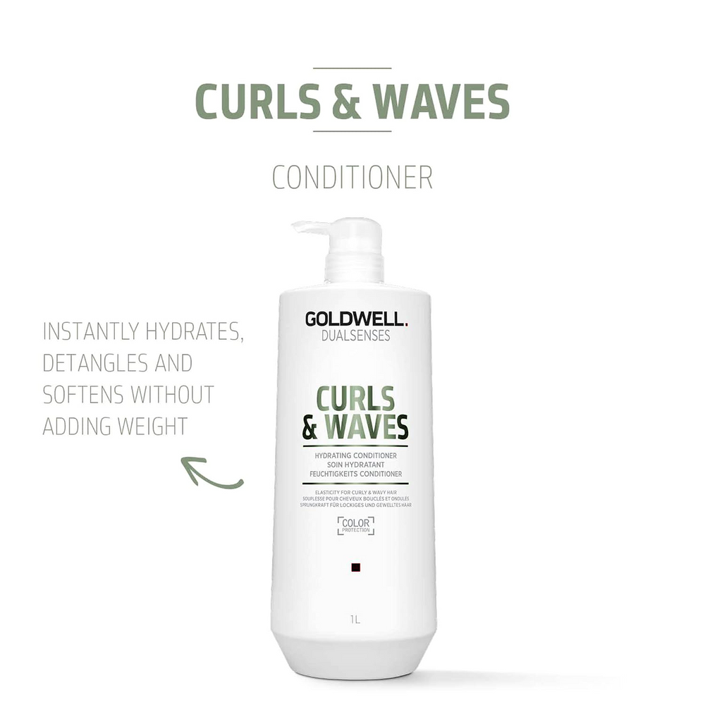 Flacon de conditionneur Goldwell Curls & Waves Hydrating Conditioner, soin léger pour boucles ondulées
