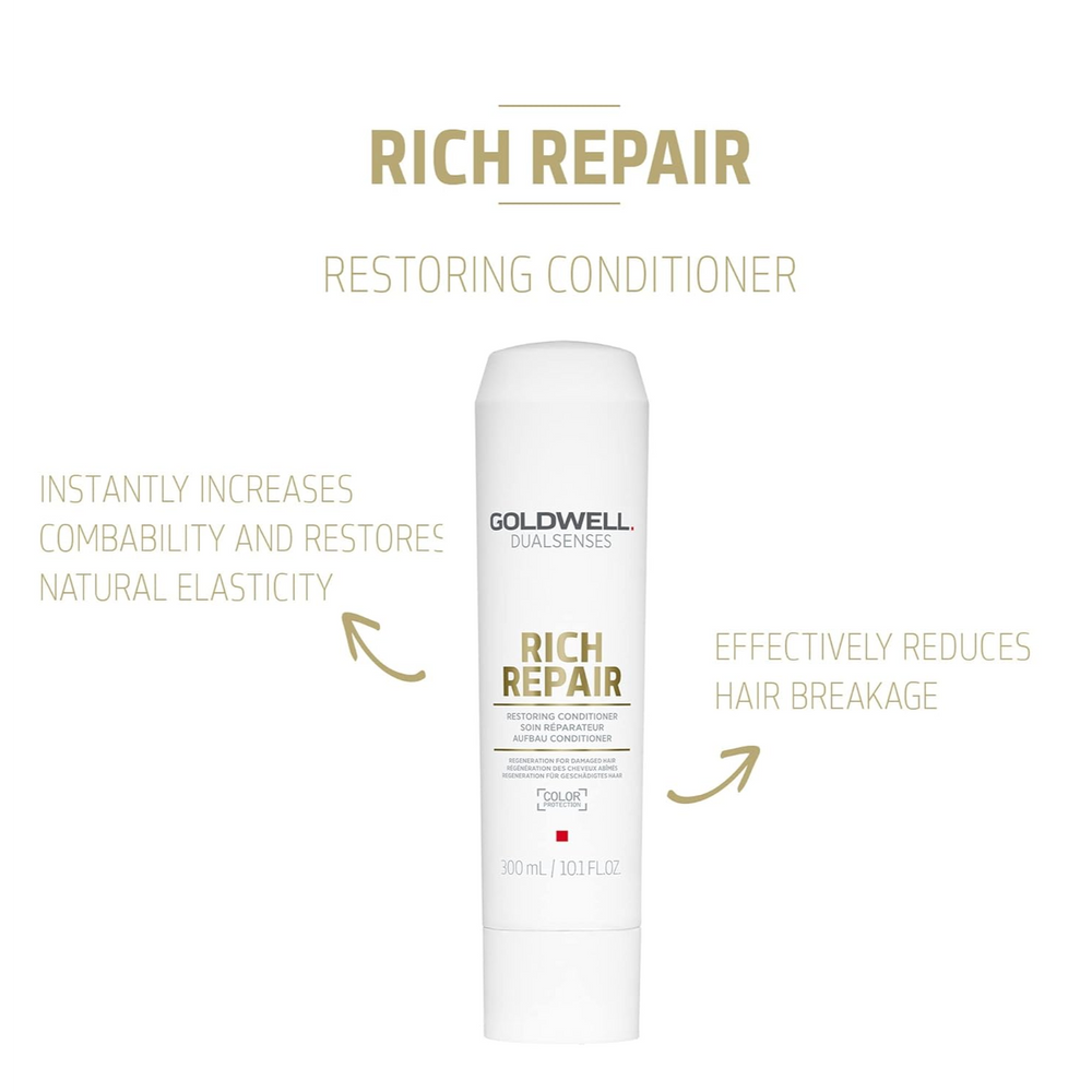 Flacon de 1000 ml du revitalisant Goldwell Rich Repair pour cheveux secs et abîmés