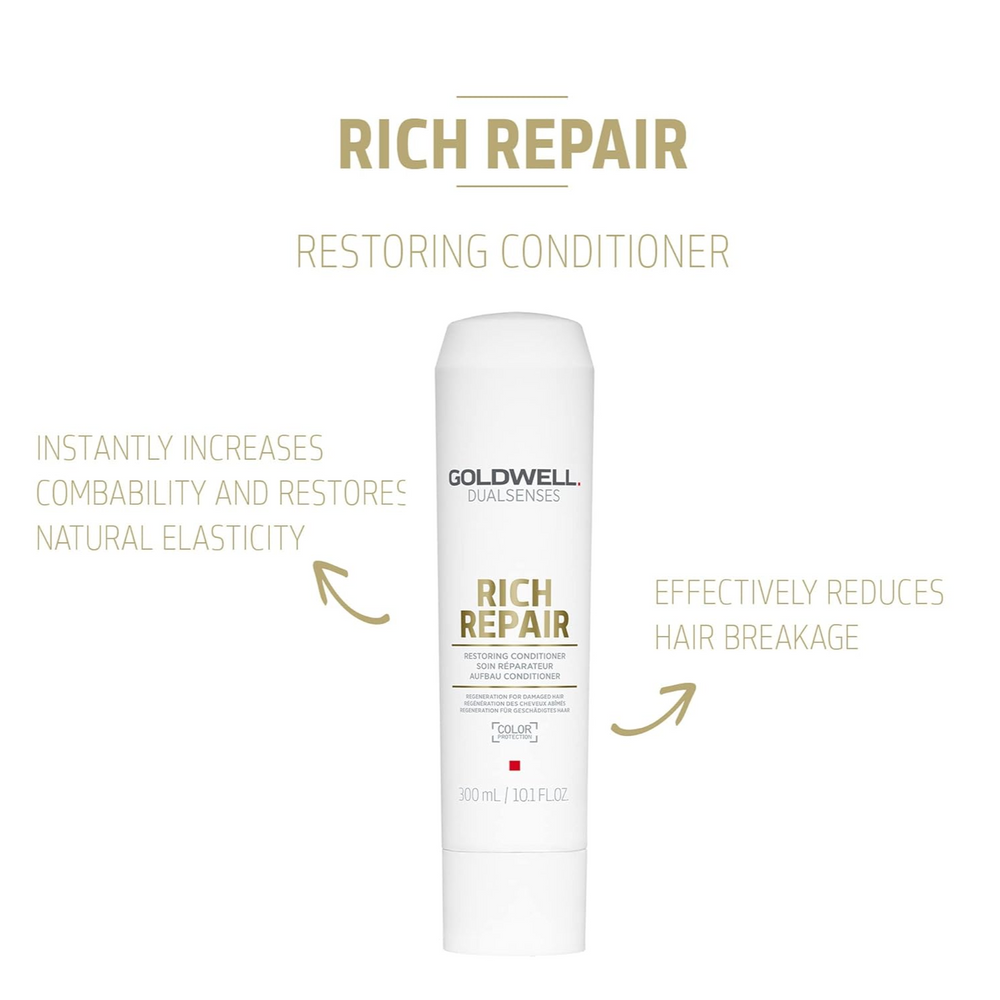 Flacon de 1000 ml du revitalisant Goldwell Rich Repair pour cheveux secs et abîmés
