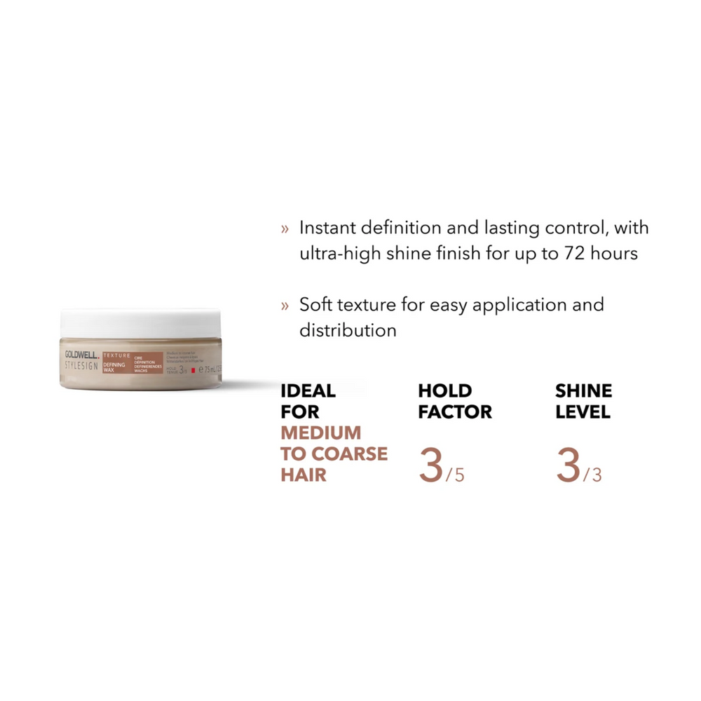 Pot 75 ml de Goldwell StyleSign Defining Wax pour définition coiffure et brillance intense.
