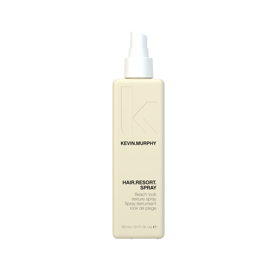 Flacon jaune de HAIR.RESORT.SPRAY Kevin Murphy, spray texturisant effet plage »