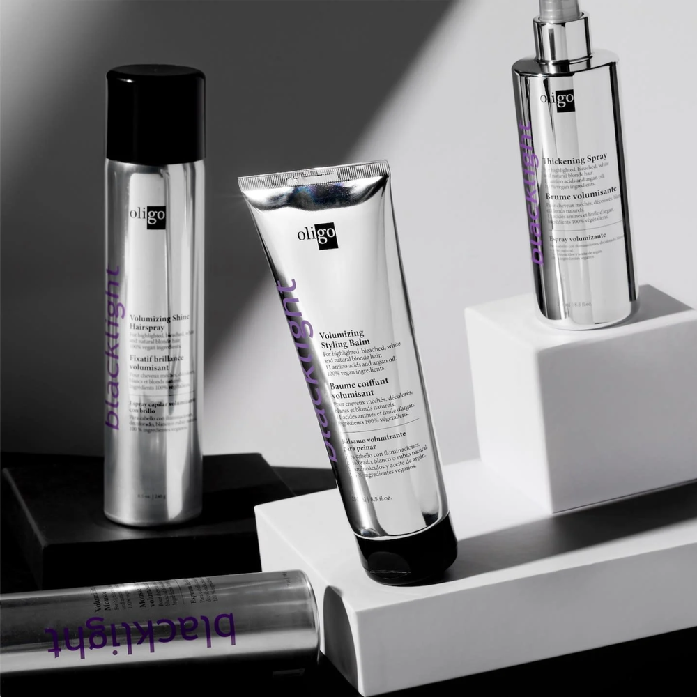 “Aérosol Oligo Volumizing Shine Hairspray – spray volume et brillance”