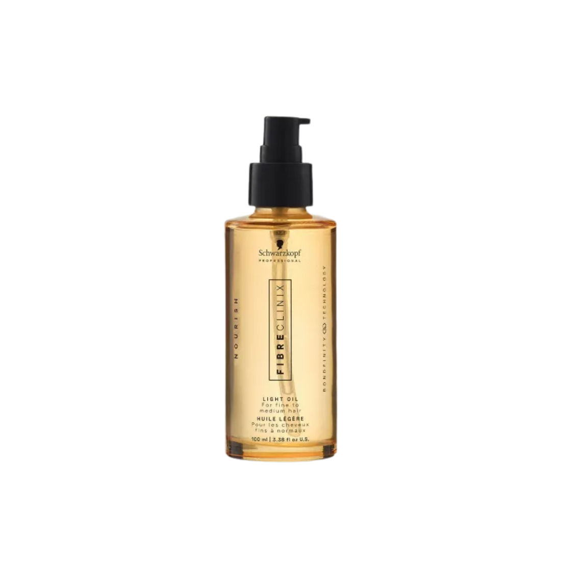 Huile Légère Bondfinity Fibre Clinix 100 ml en flacon transparent.