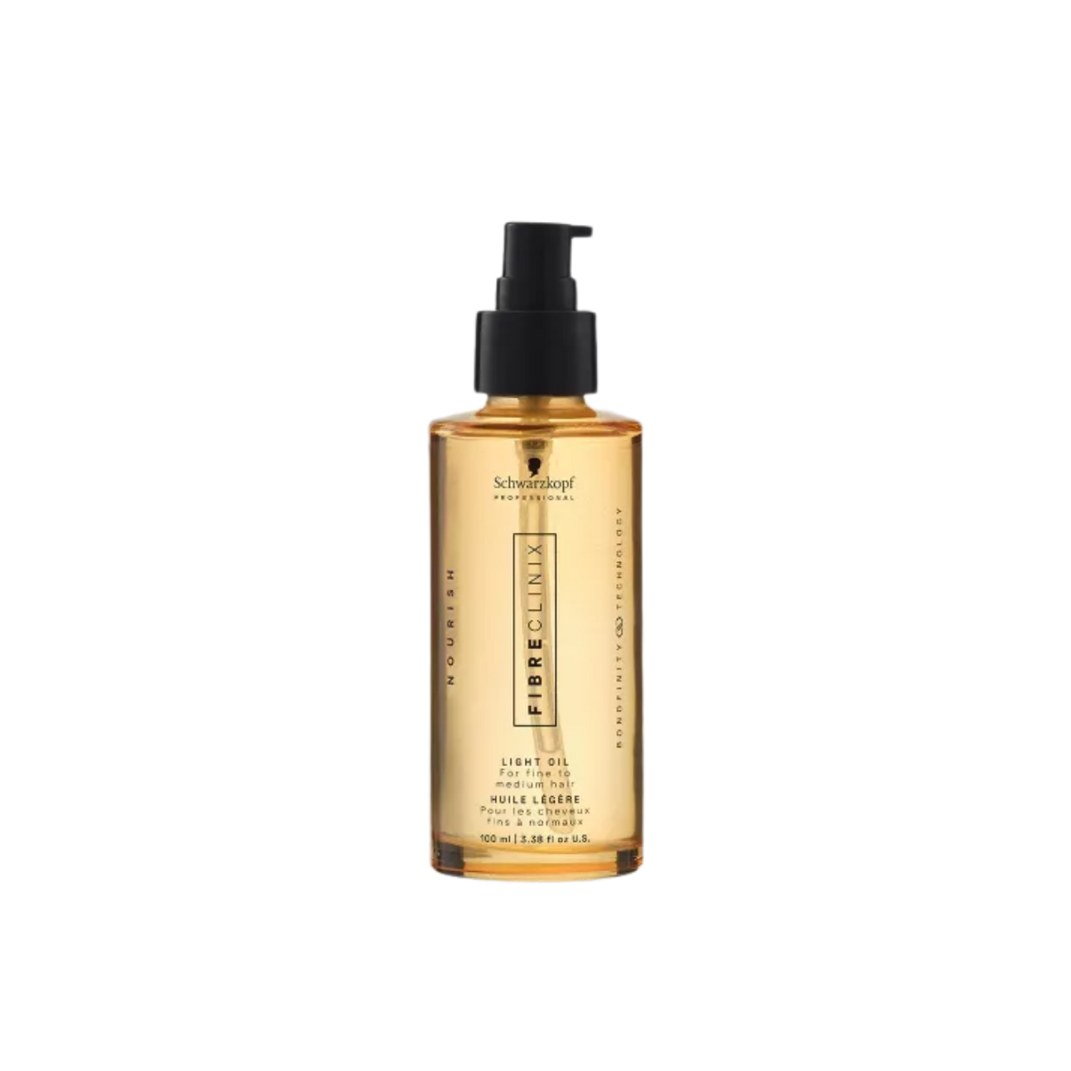 Huile Légère Bondfinity Fibre Clinix 100 ml en flacon transparent.