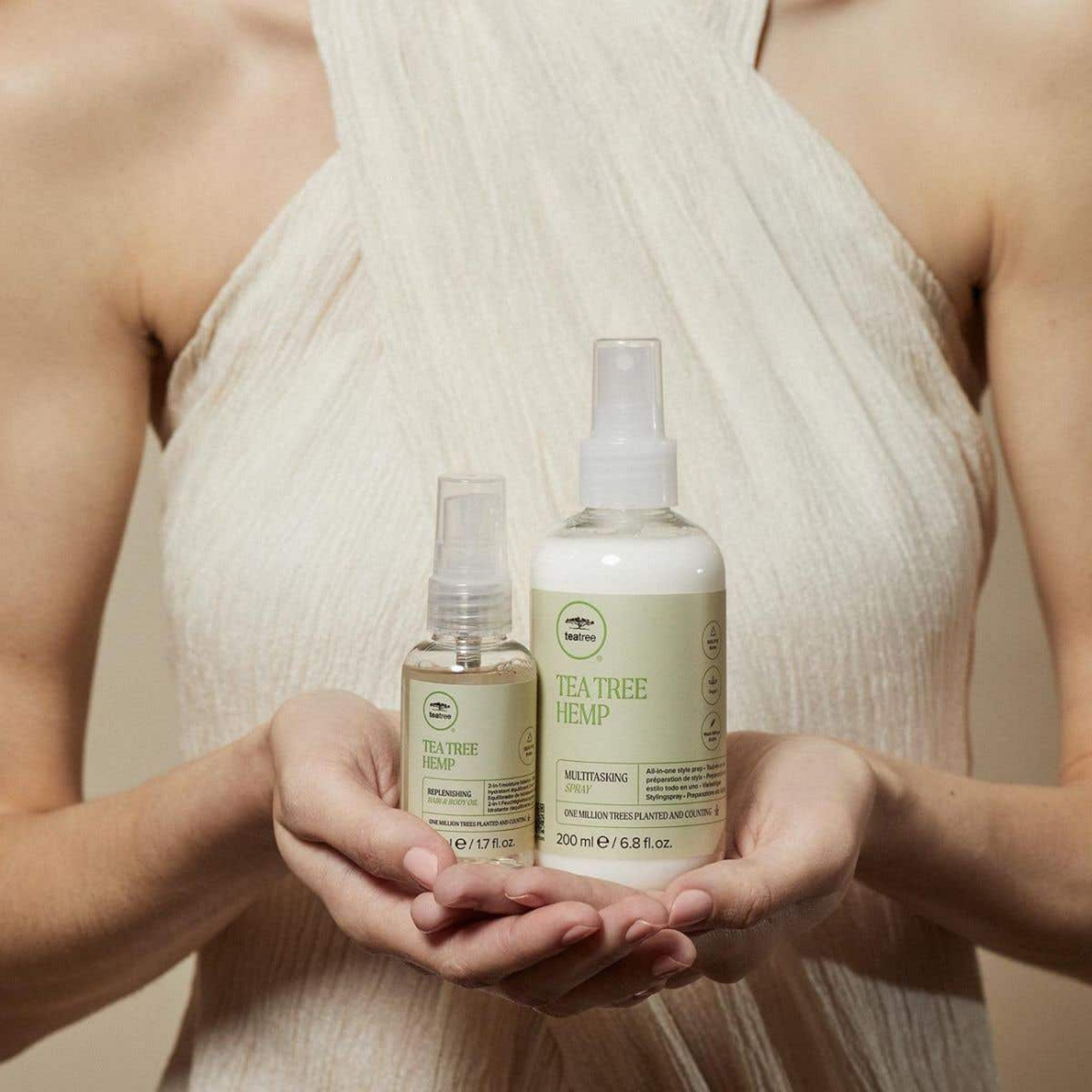 Huile hydratante multi-usage chanvre tea tree cheveux peau