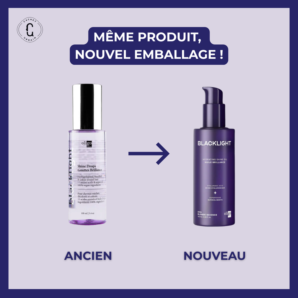 Huile capillaire hydratante Blacklight Oligo cheveux brillants sans frisottis