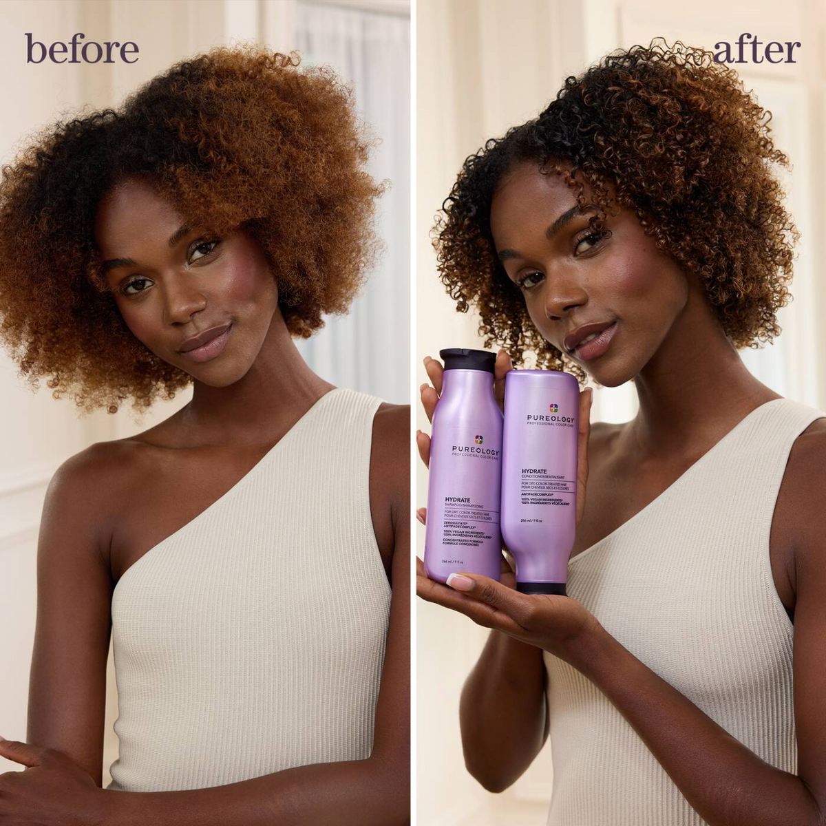 « Flacon de Hydrate Shampoo Pureology – shampoing hydratant sans sulfates, vegan, pour cheveux secs et colorés »
