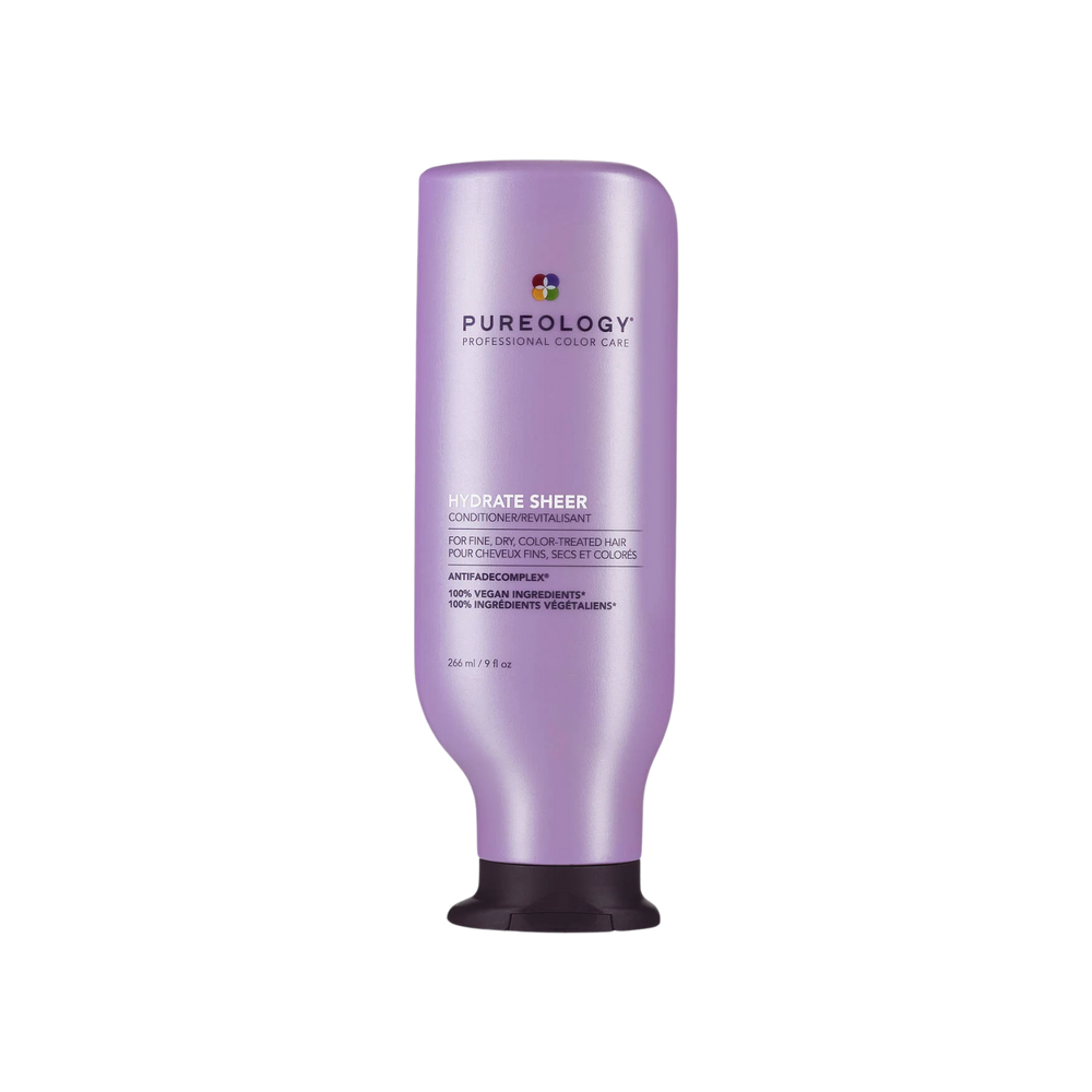 Flacon de Pureology Hydrate Sheer Conditioner 266 ml – soin démêlant léger pour cheveux fins et colorés
