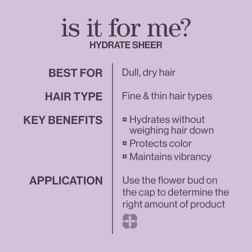 Flacon de Pureology Hydrate Sheer Shampoo 266 ml pour cheveux fins et colorés