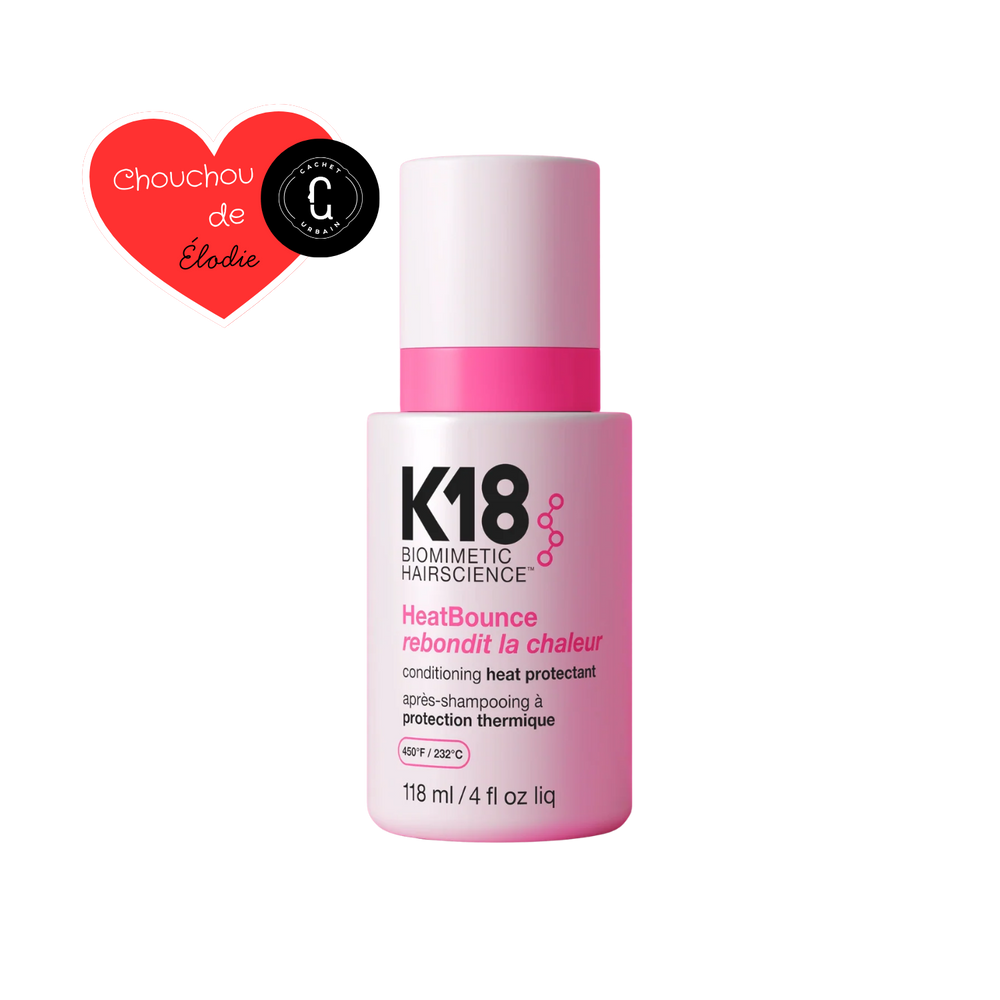 Bouteille de K18 HeatBounce – protecteur thermique leave‑in, usage avant fer ou sèche‑cheveux