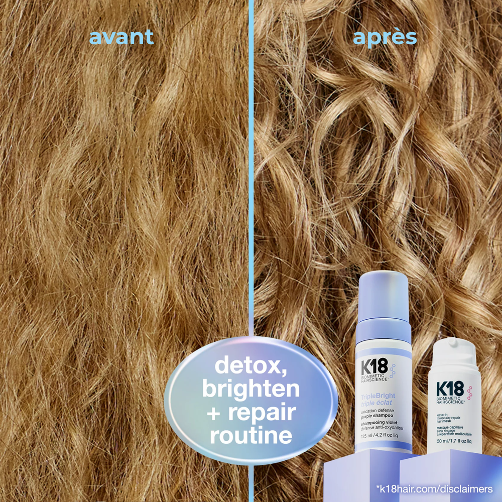 K18 purple shampoo mousse cheveux blond lumineux