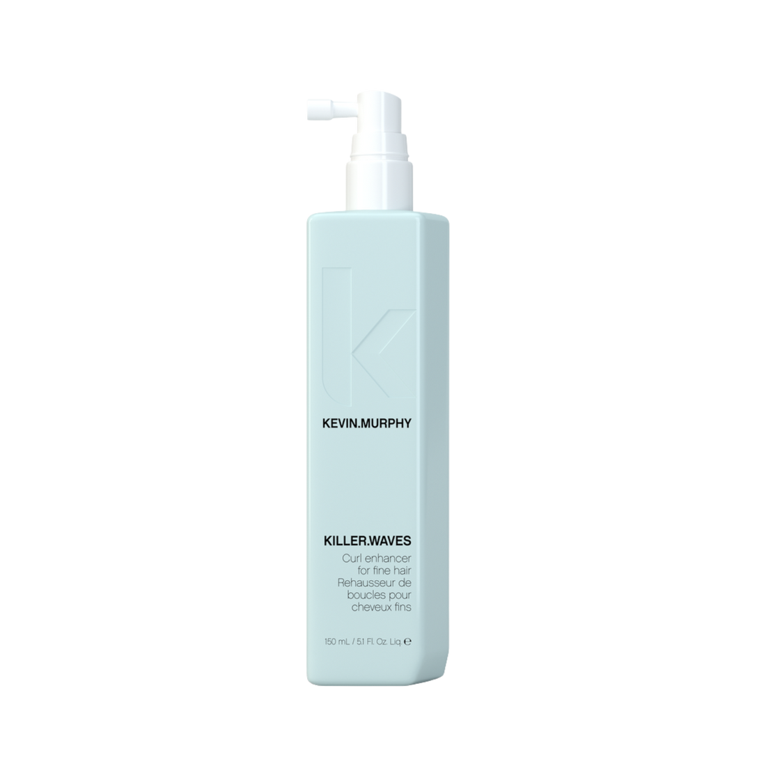 Flacon de spray Kevin Murphy KILLER.WAVES posé sur fond neutre