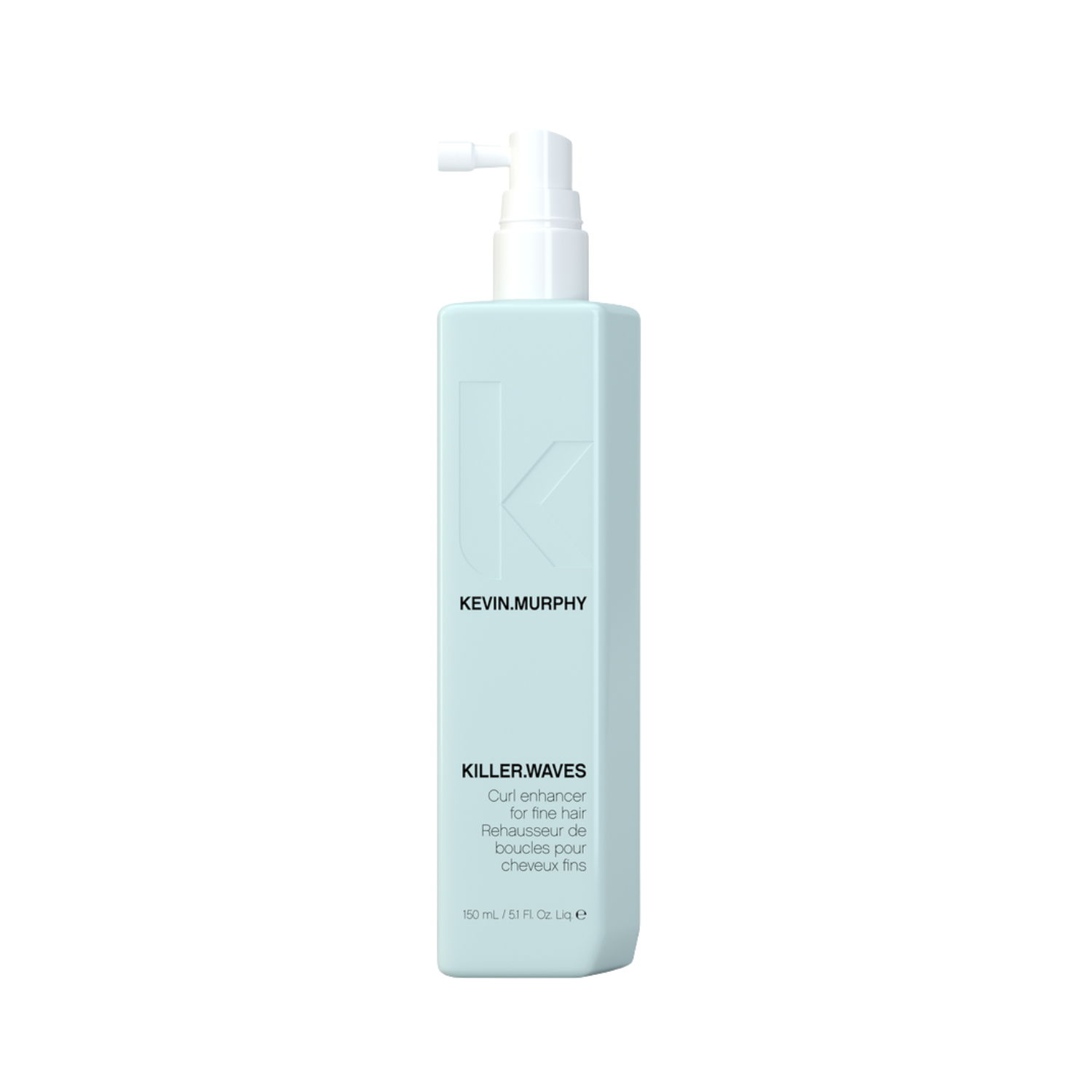 Flacon de spray Kevin Murphy KILLER.WAVES posé sur fond neutre